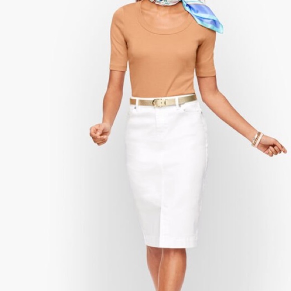 Talbots new white denim skirt